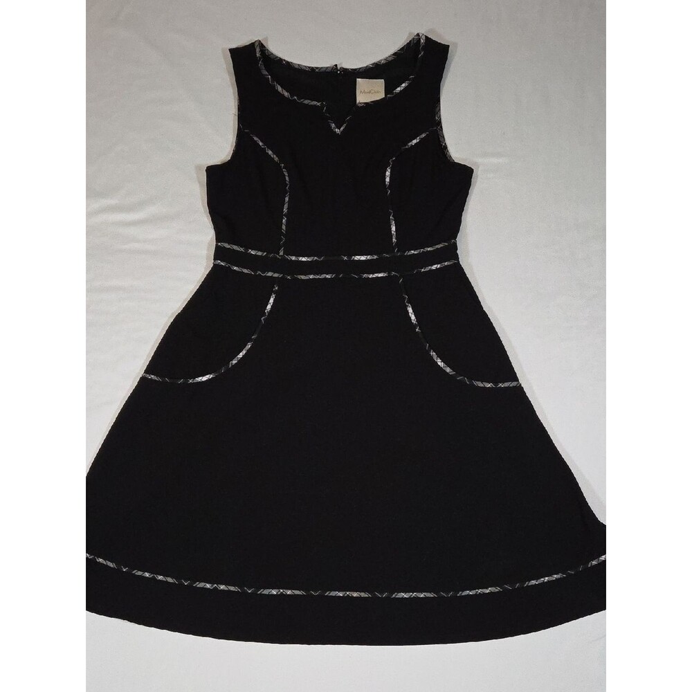 Modcloth Black With Gray Plaid Accents Size Large Dress